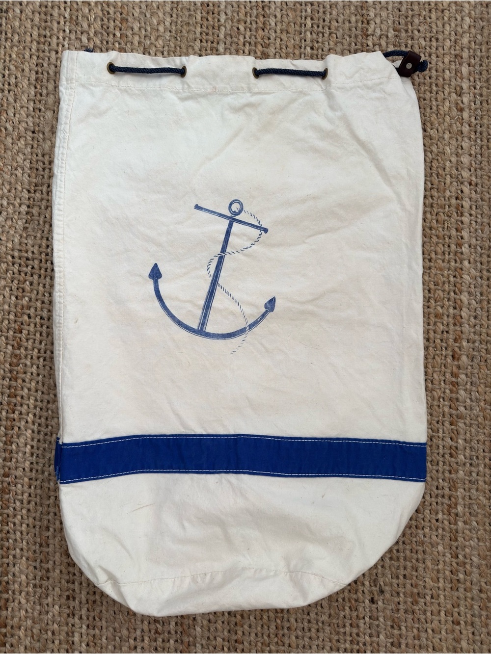 Large Cotton Canvas Drawstring
Nautical Anchor Duffle Bag